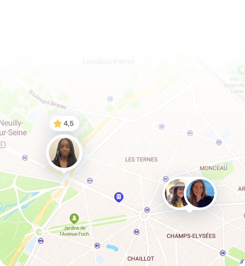 Carte avec babysitters à proximité